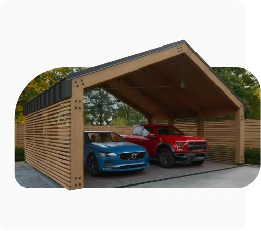 Dřevěná konstrukce rodinného domu během výstavby