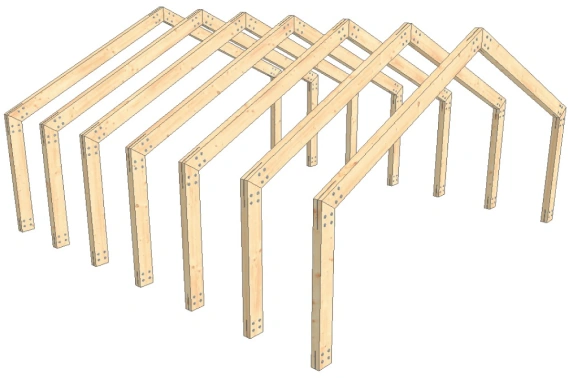 Dřevěná konstrukce garážového stání Pro jedno vozidlo